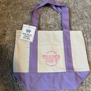 Trader Joe's Purple and Cream Tote Bag